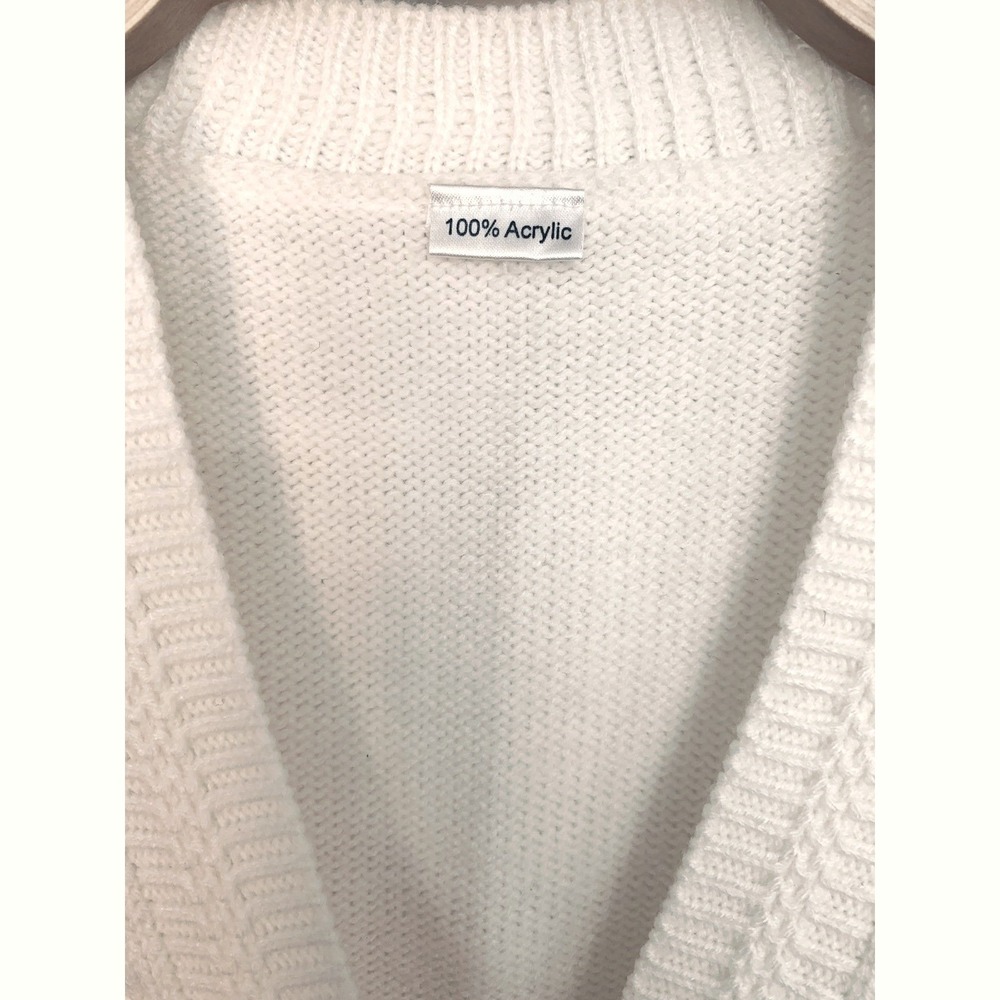 Cream Embroidered Sweater Vest OS Cottagecore Grandma Chic Preppy Cozy Layering - Picture 11 of 15